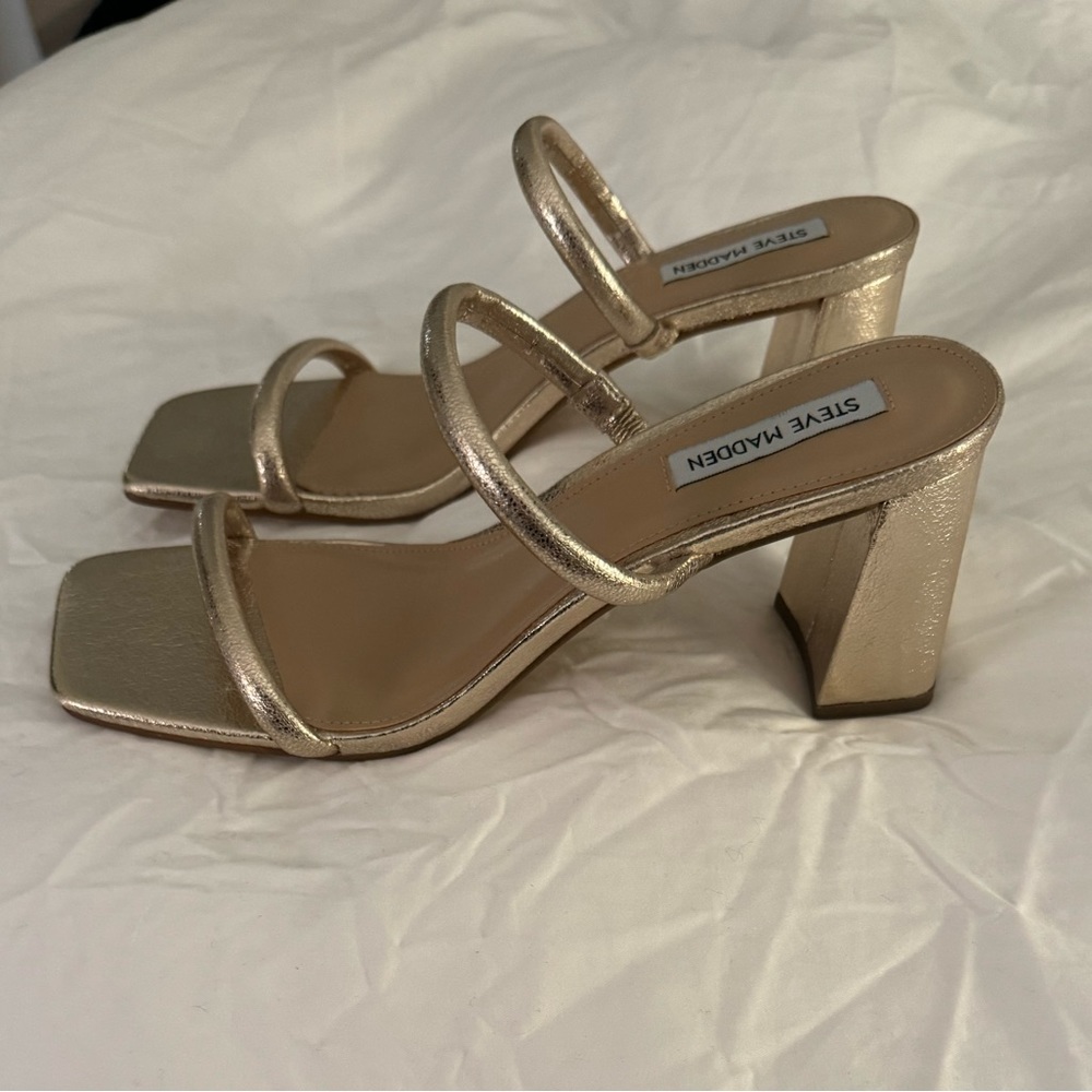 Steve Madden gold block heels